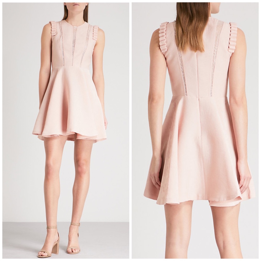 NWOT Sandro Paris Lace Inset Ruffle Dress in Blush FR 36; US 2-4 / Small - Picture 14 of 16